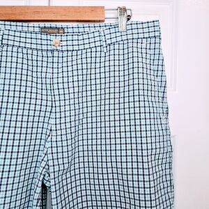 Peter Millar Crown Comfort Blue Check APEX Performance Golf Shorts Seersucker 36